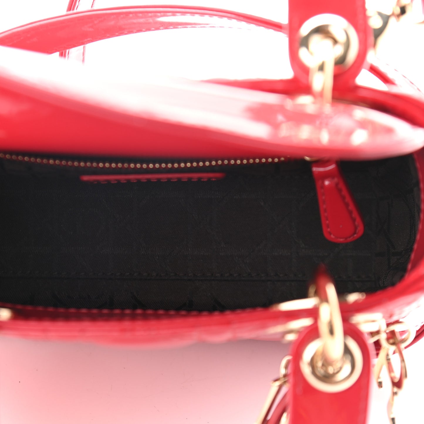 Patent Cannage Mini Lady Dior Red