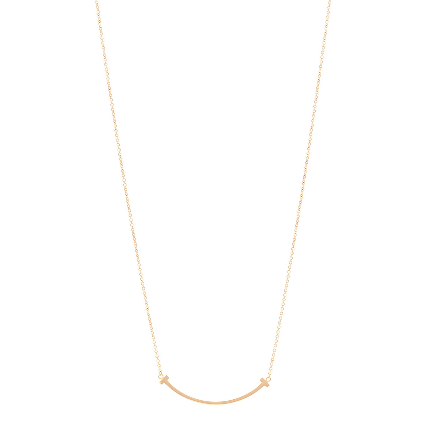18K Yellow Gold Small T Smile Pendant Necklace