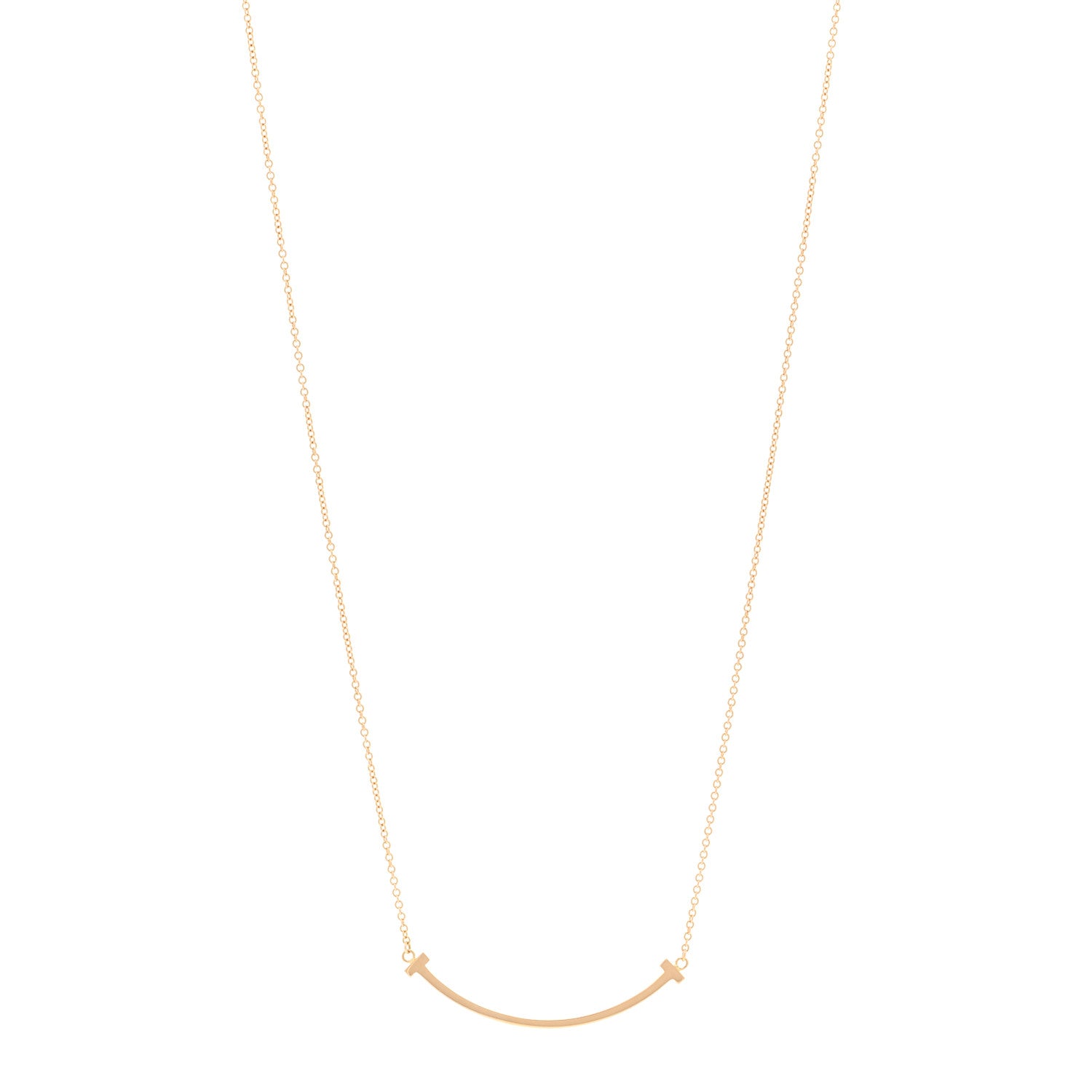 Tiffany 18K Yellow Gold Small T Smile Pendant Necklace 1 of 4
