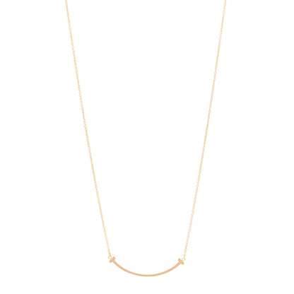 Tiffany 18K Yellow Gold Small T Smile Pendant Necklace 1 of 4