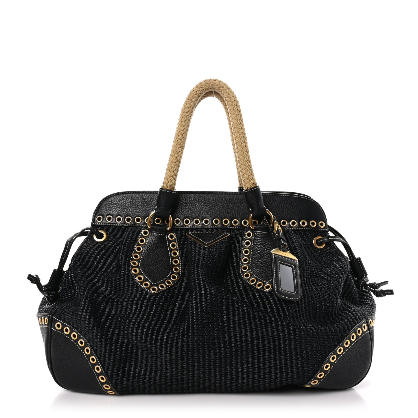 Paglia Vitello Daino Frame Satchel Black