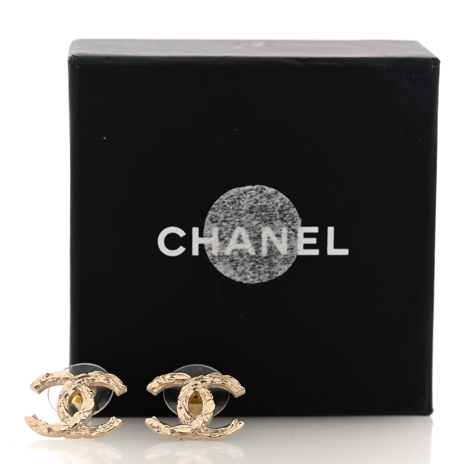 Chanel Metal Textured CC Earrings  Gold 5 of 5