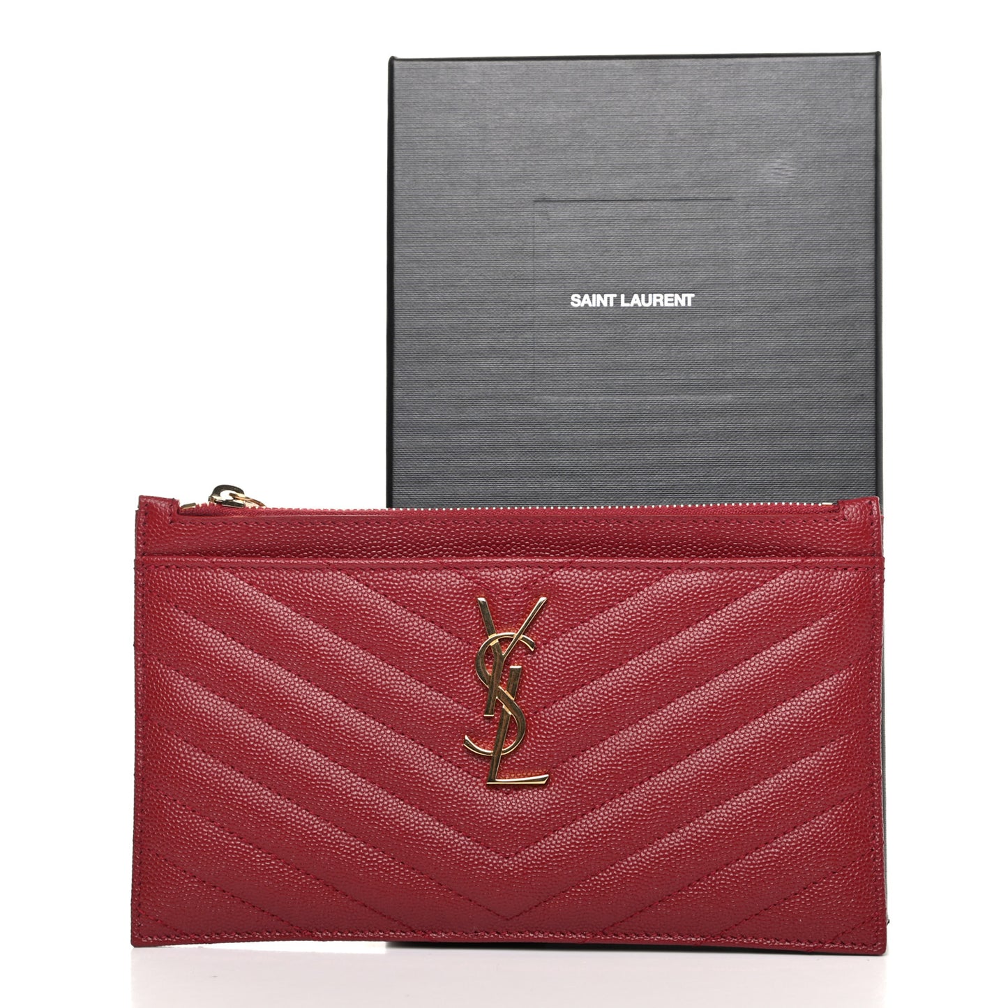 Grain De Poudre Matelasse Chevron Monogram Bill Pouch Opyum Red