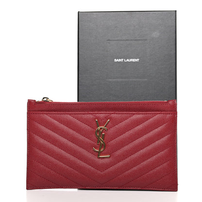Saint Laurent Grain De Poudre Matelasse Chevron Monogram Bill Pouch Opyum Red 7 of 7
