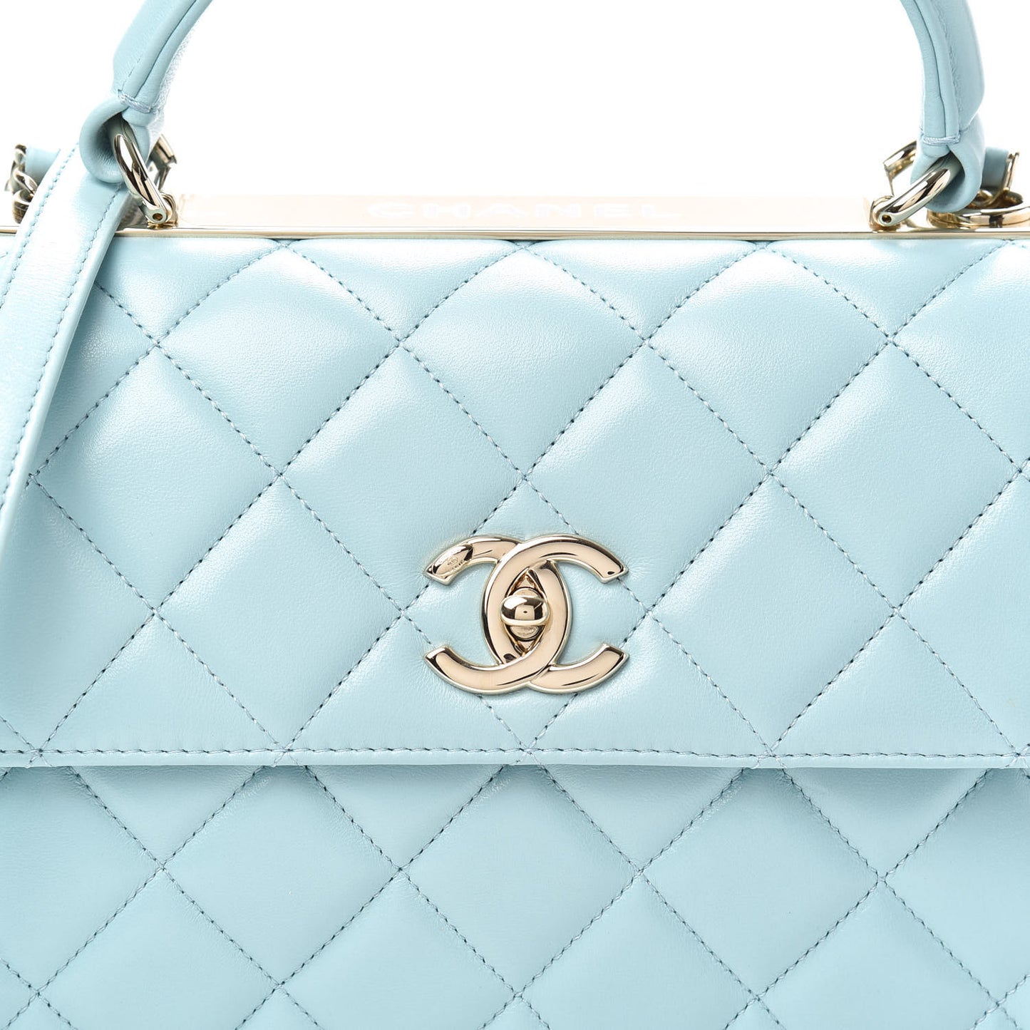 Lambskin Quilted Small Trendy CC Flap Dual Handle Bag Light Blue