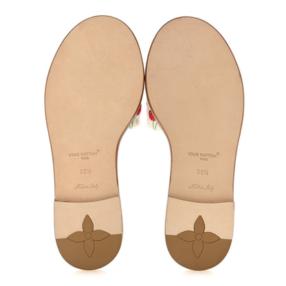 Louis Vuitton LV x TM Raffia Monogram Cerises Lily Flat Mule 36.5 White 6 of 10