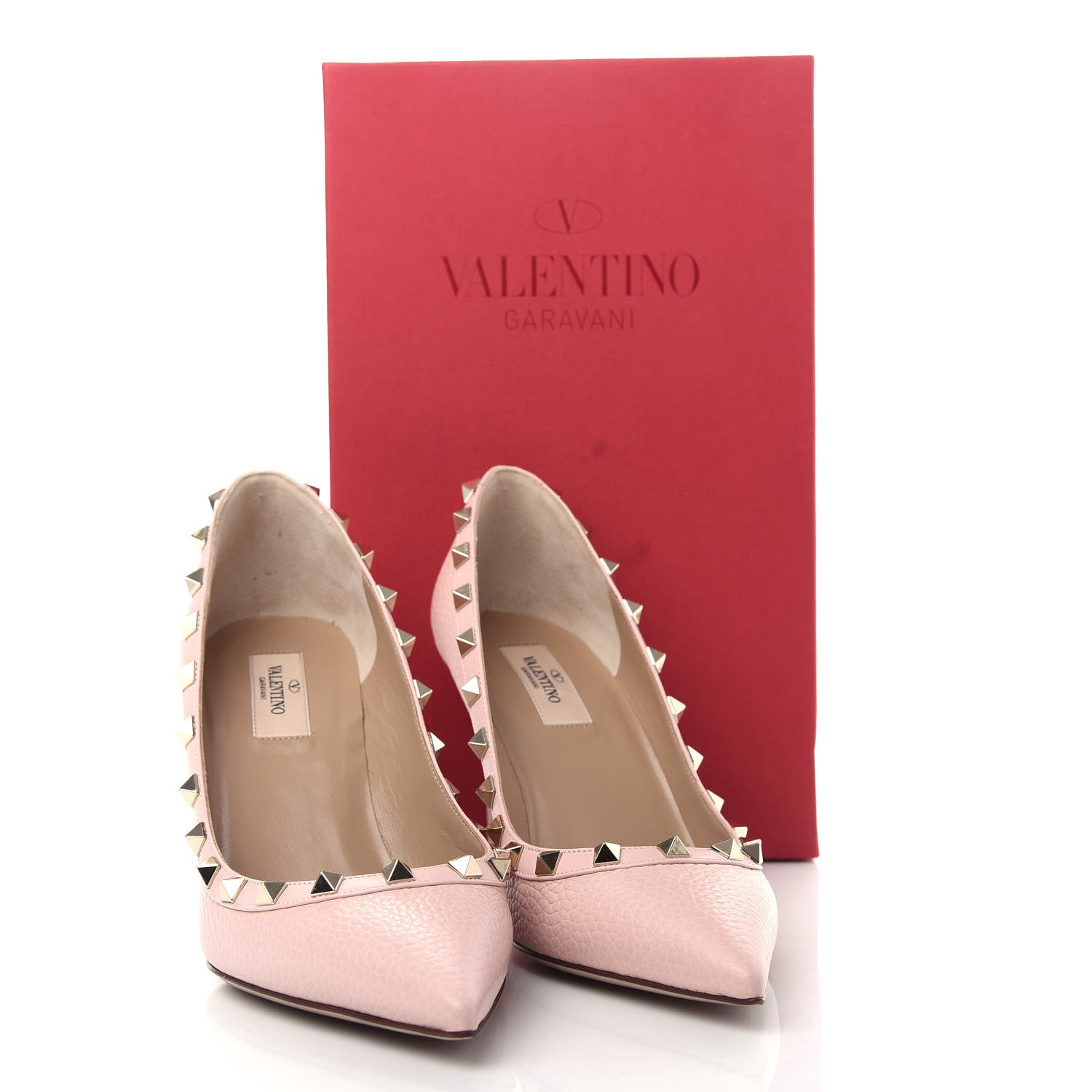 Valentino Garavani Pebbled Calfskin Rockstud 85mm Pumps 39 Rose Quartz 11 of 11