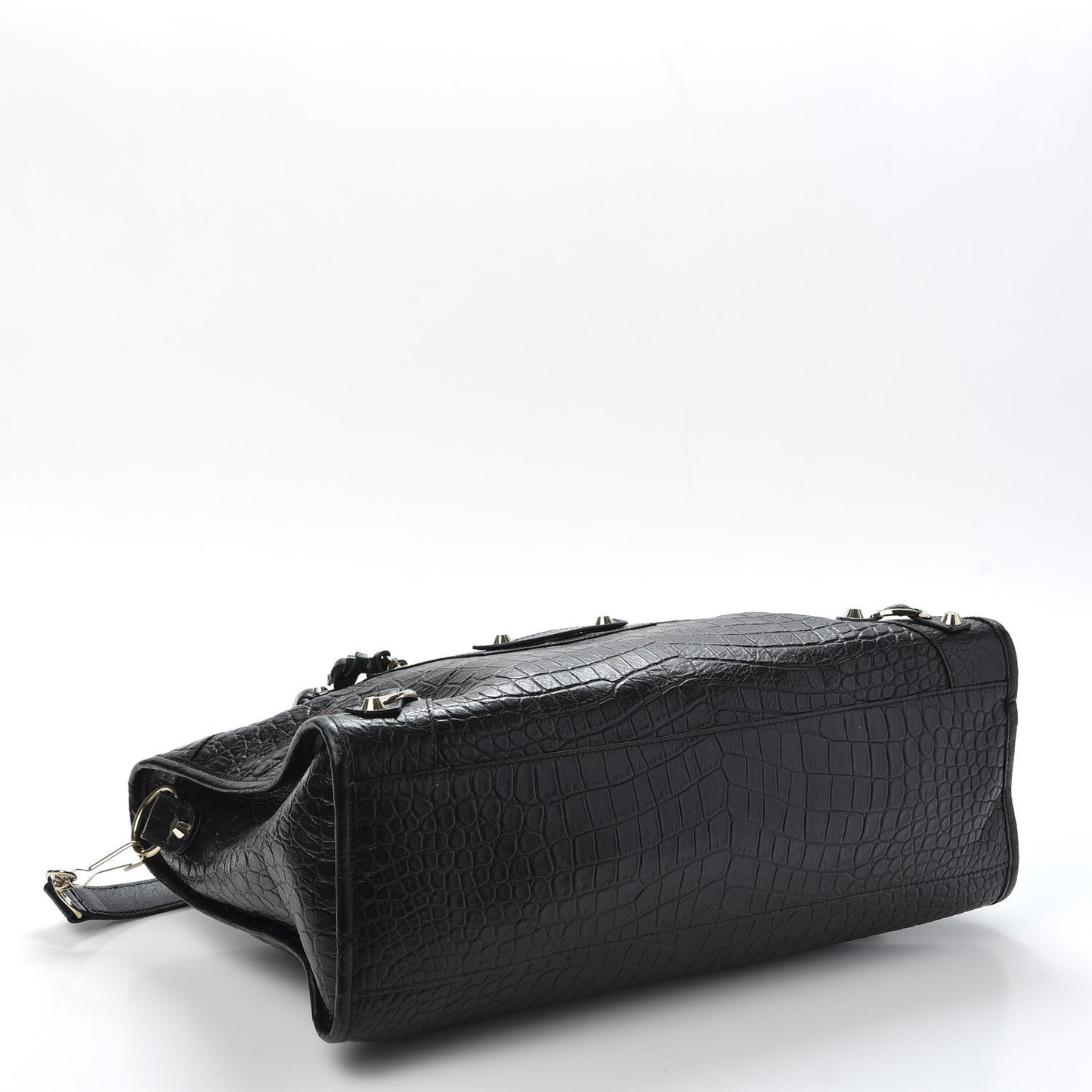 Calfskin Crocodile Embossed Classic Hardware City Black
