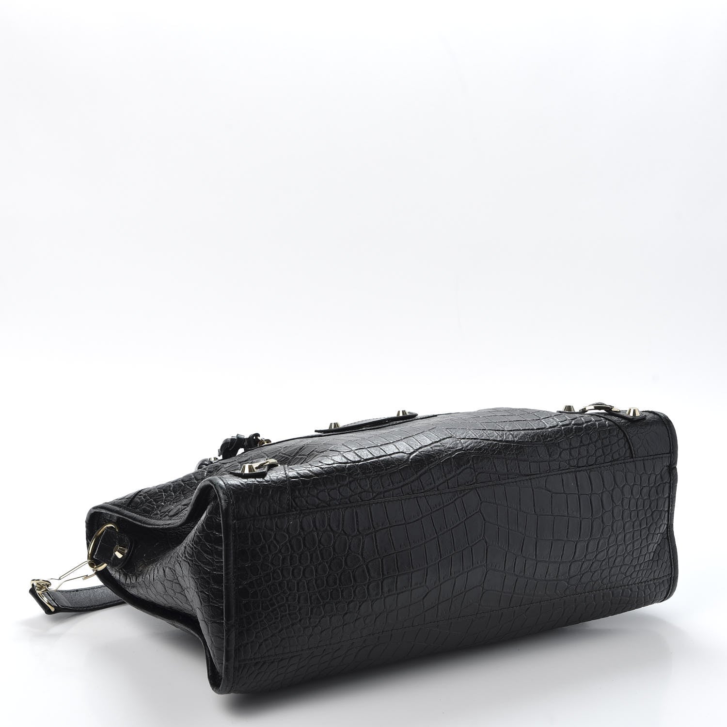 Balenciaga Calfskin Crocodile Embossed Classic Hardware City Black 3 of 9