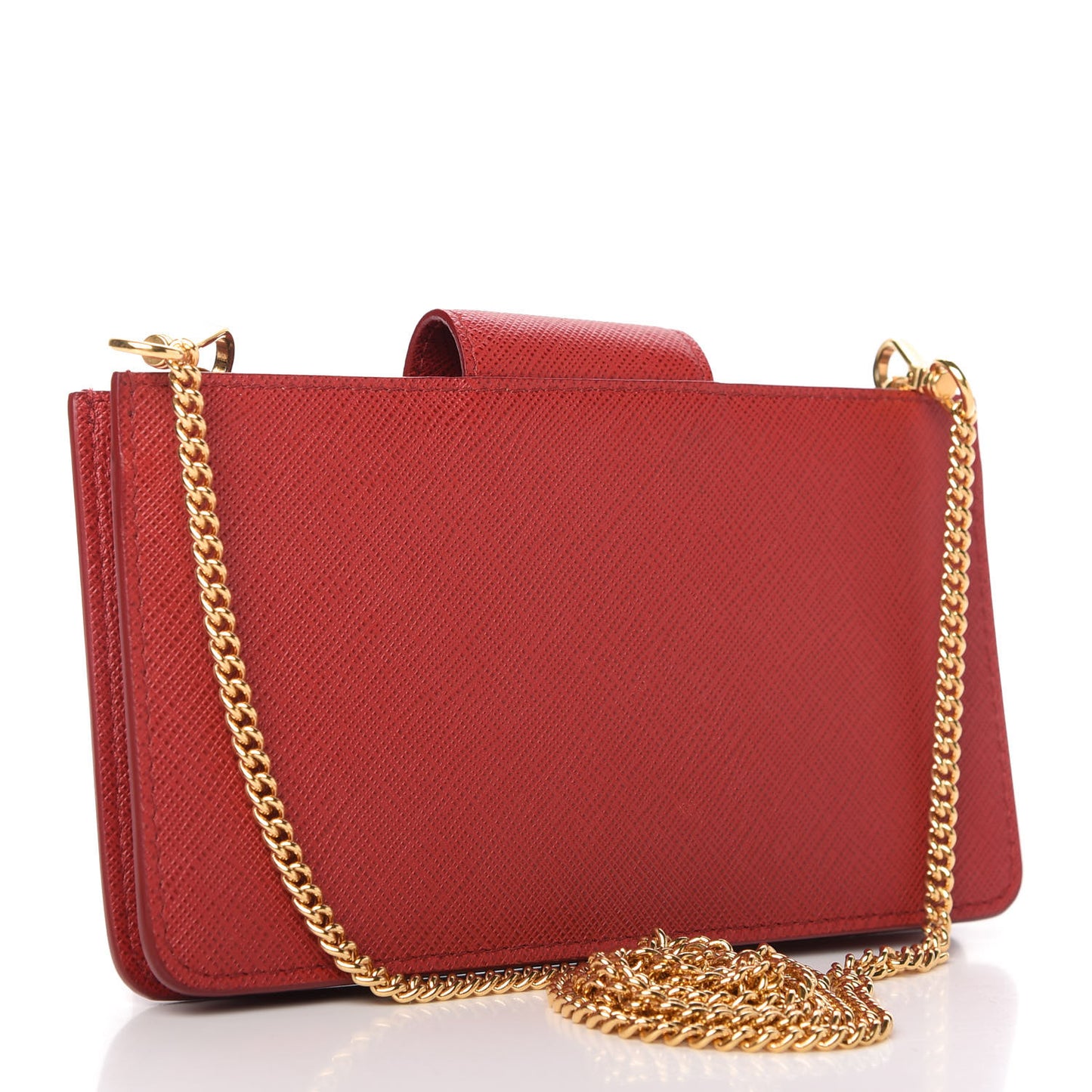 Saffiano Metal Phone Wristlet Crossbody Wallet Rosso