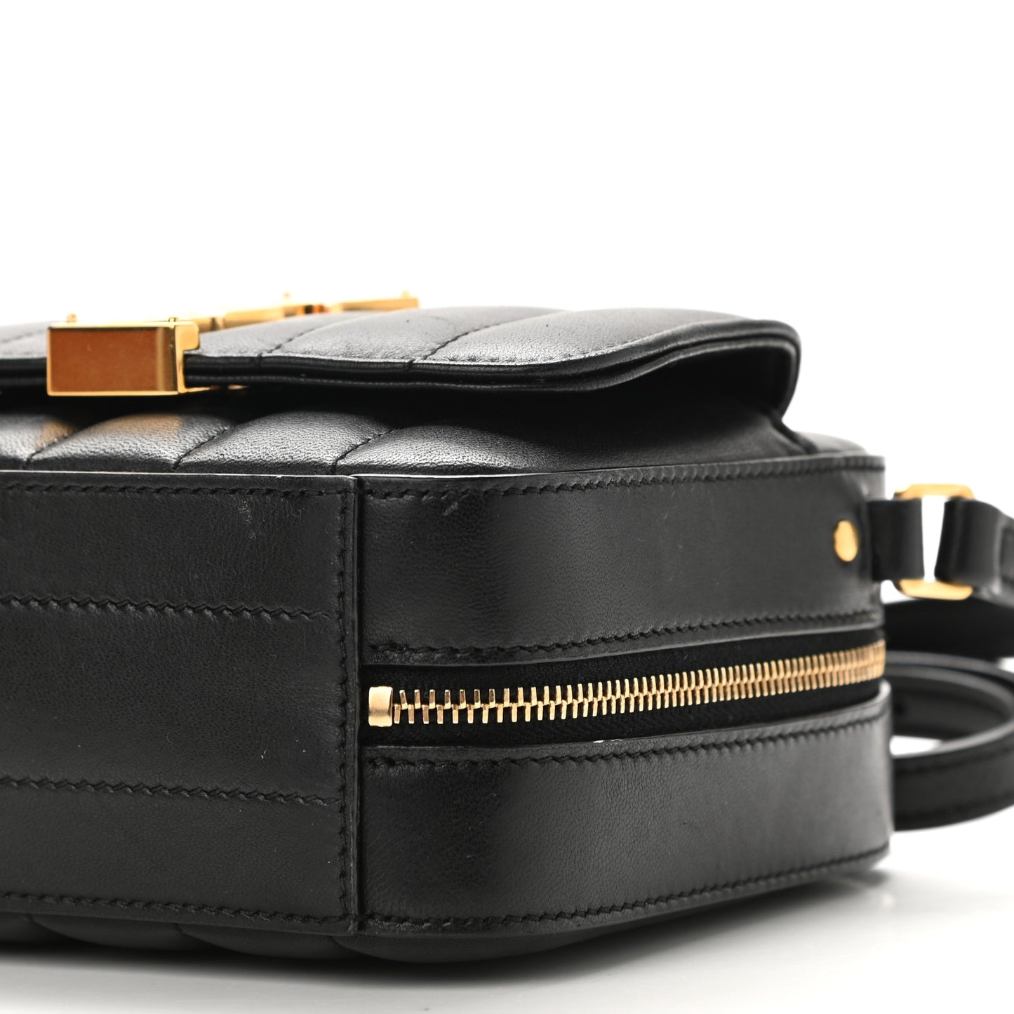 Lambskin Matelasse Monogram Toy Vicky Camera Bag Black