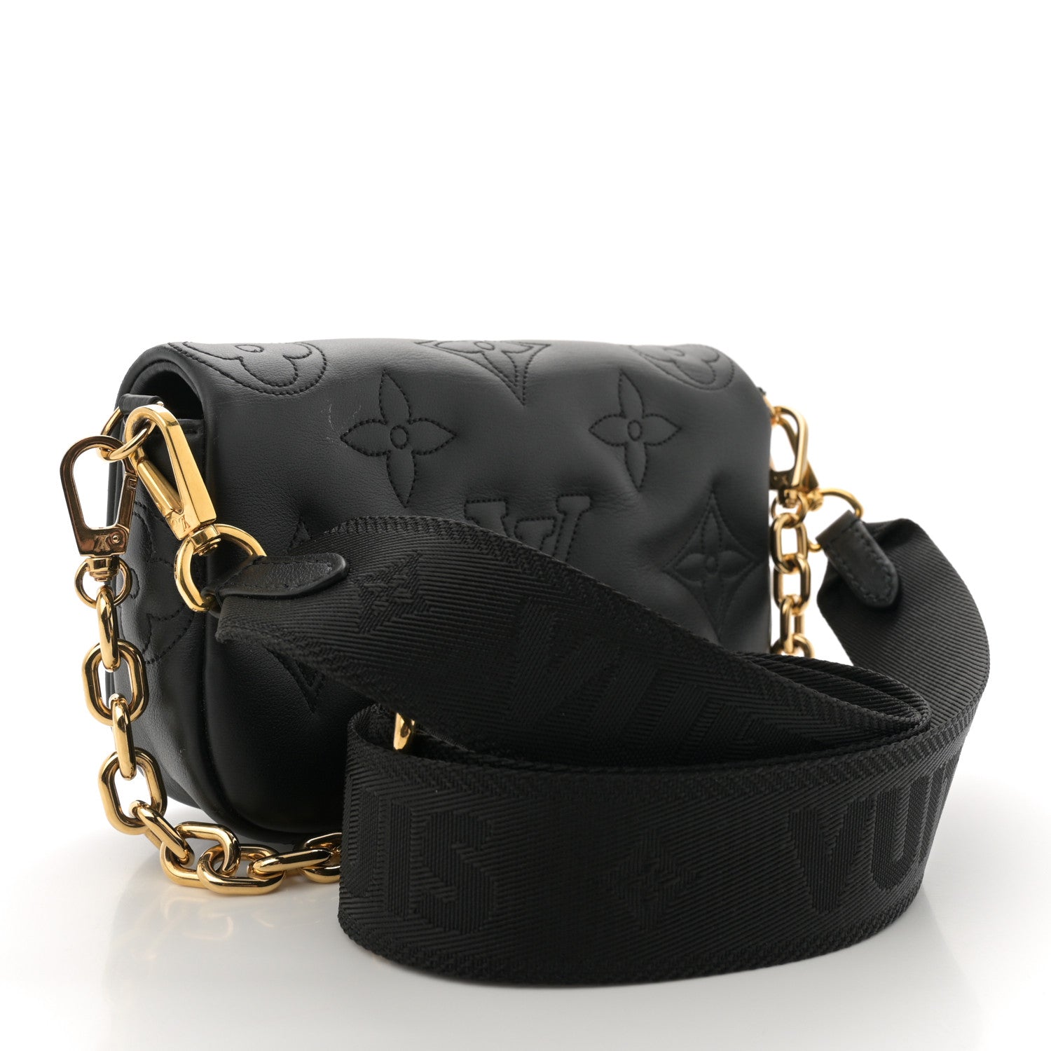 Louis Vuitton Calfskin Bubblegram Wallet On Strap Black 3 of 12