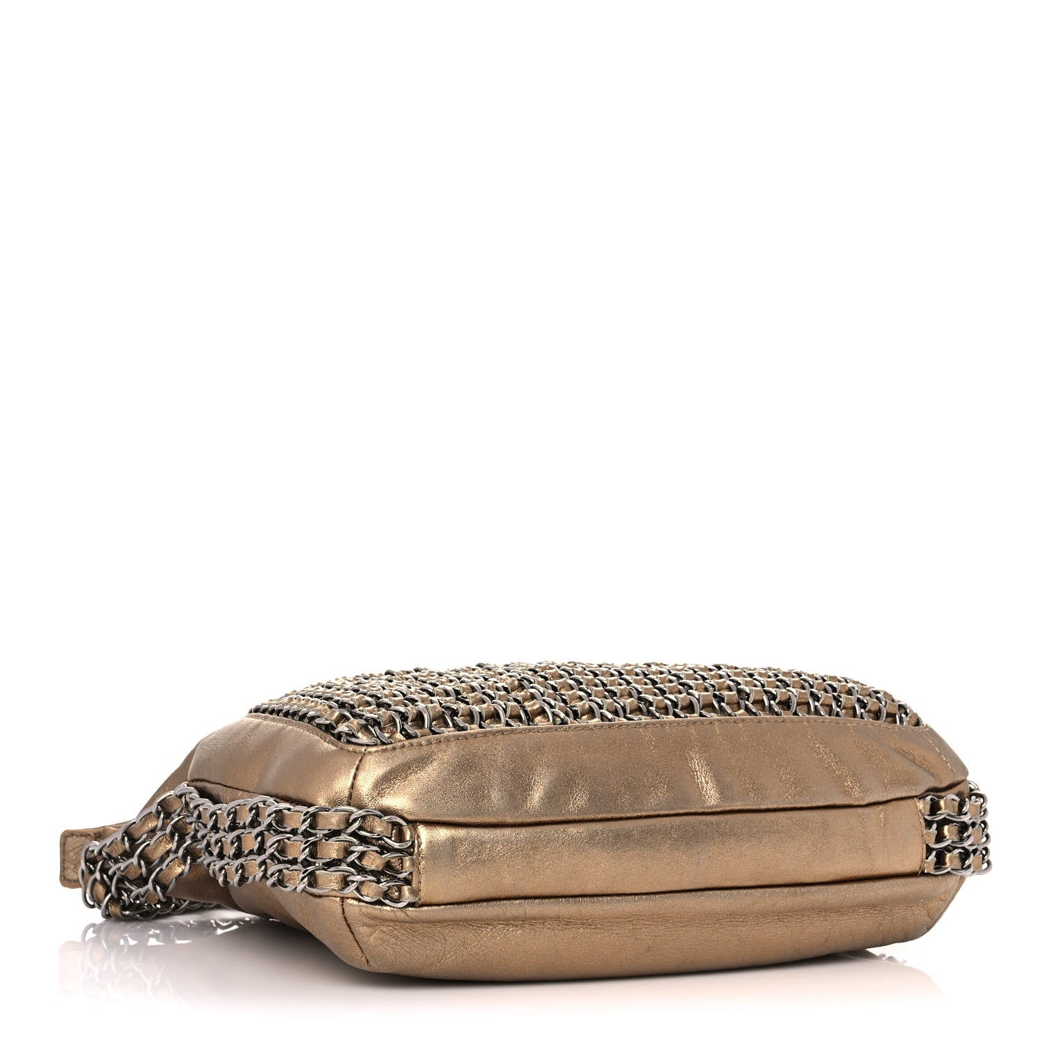 Chanel Metallic Lambskin Triple Chain Hobo Gold 4 of 12