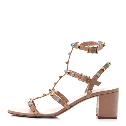 Valentino Garavani Calfskin Rockstud Rolling 60mm City Sandals 41 Soft Noisette 1 of 14