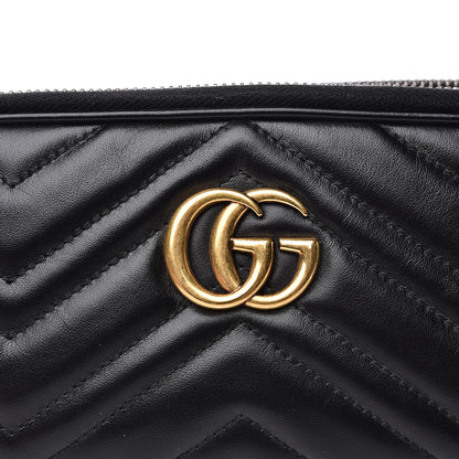 Gucci Calfskin Matelasse Mini GG Marmont Chain Crossbody Bag Black 10 of 12