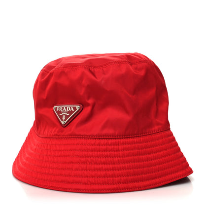 Prada Re-Nylon Metal Triangle Logo Mens Bucket Hat XL Rosso 1 of 8