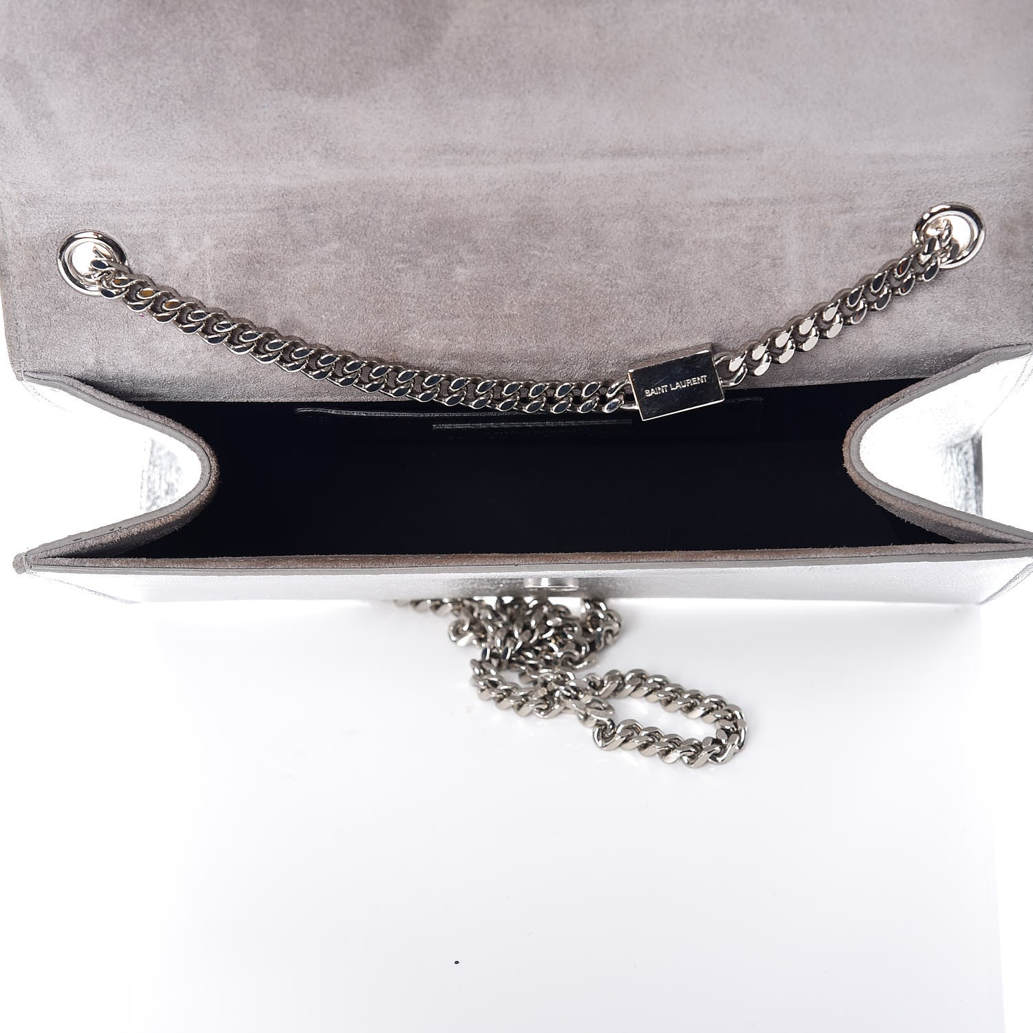 Saint Laurent Metallic Lambskin Medium Cloud Star Monogram Kate Satchel Argento 5 of 15
