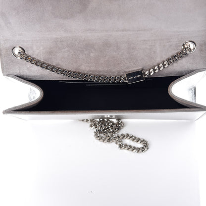 Saint Laurent Metallic Lambskin Medium Cloud Star Monogram Kate Satchel Argento 5 of 15