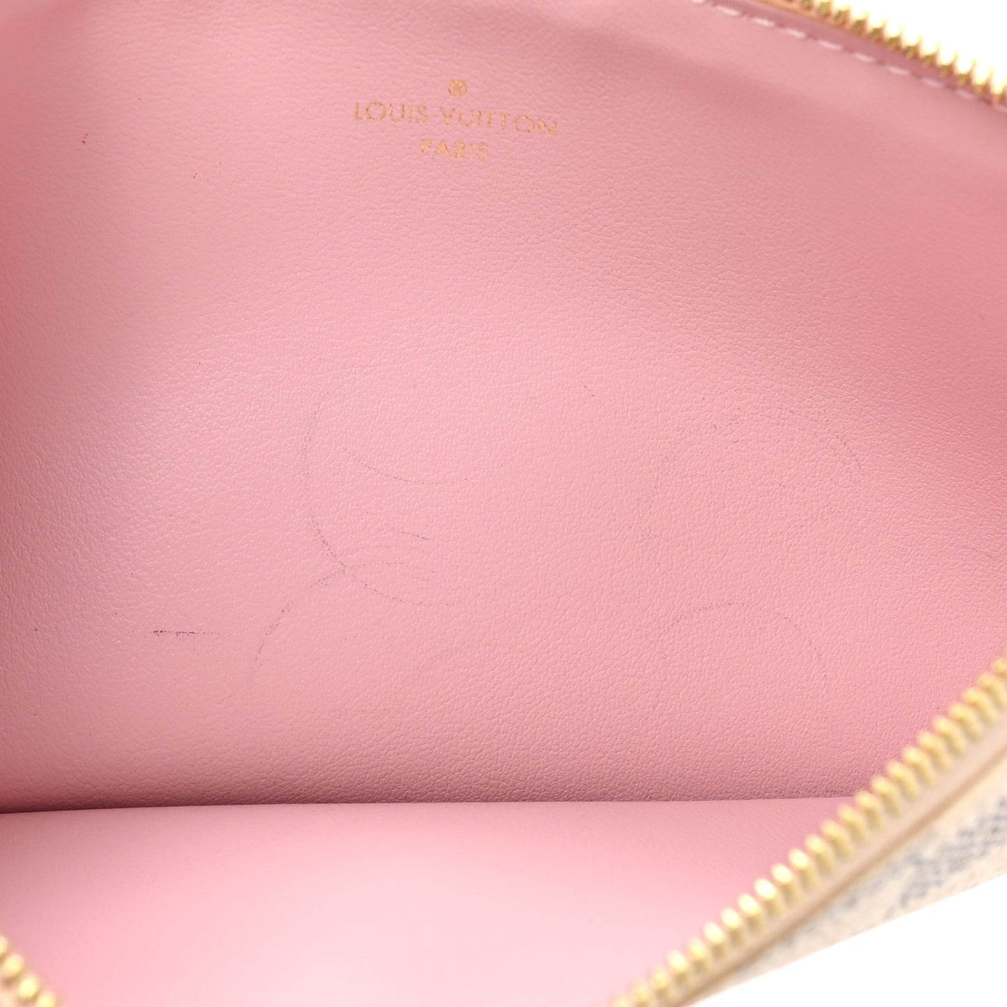 Damier Azur Pochette Felicie Chain Wallet Rose Ballerine