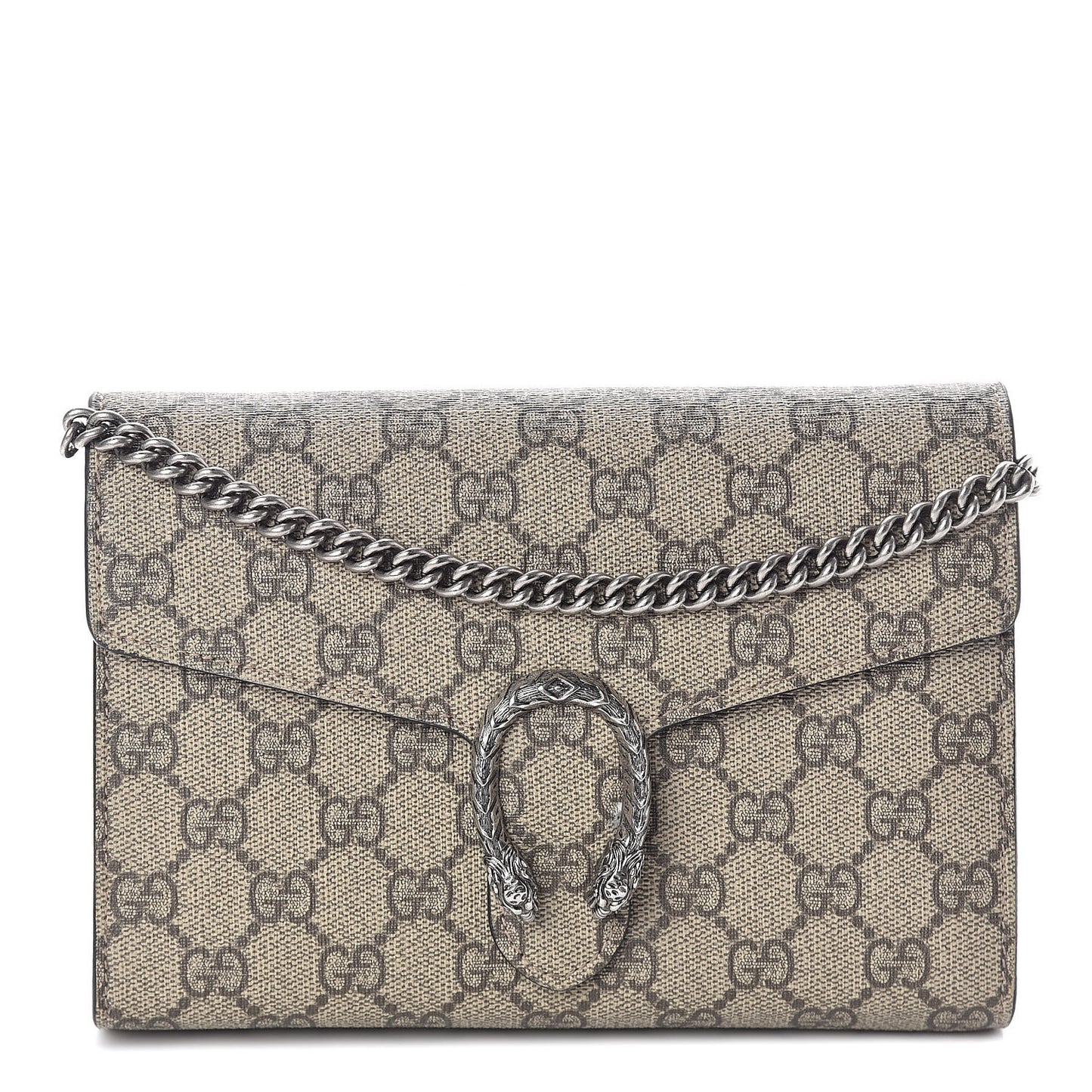GG Supreme Monogram Mini Dionysus Chain Wallet Beige Black