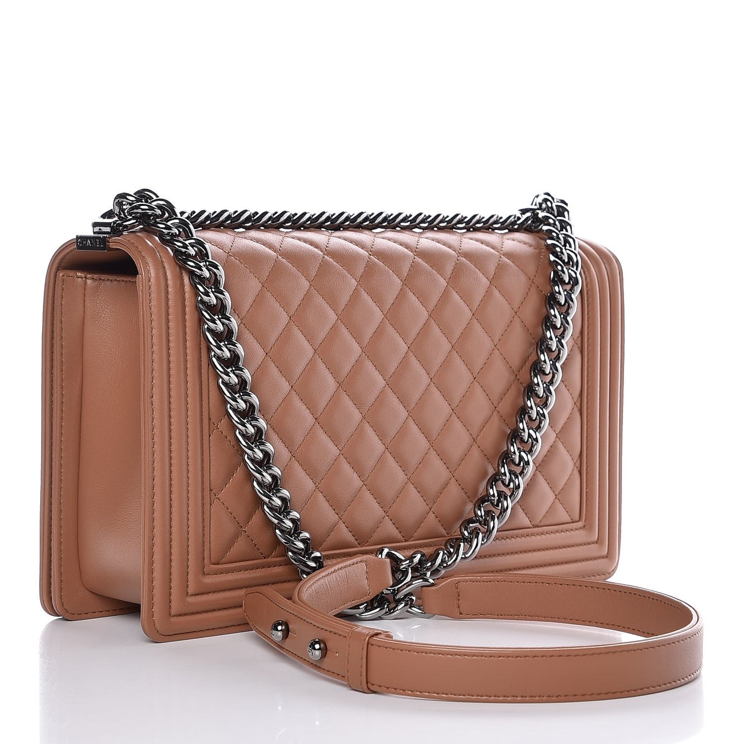 Calfskin Quilted New Medium Boy Flap Dark Beige