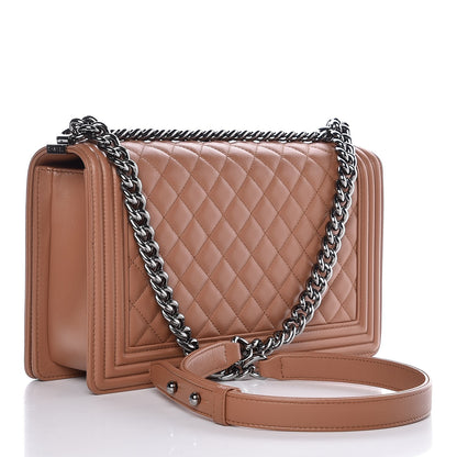 Chanel Calfskin Quilted New Medium Boy Flap Dark Beige 3 of 8
