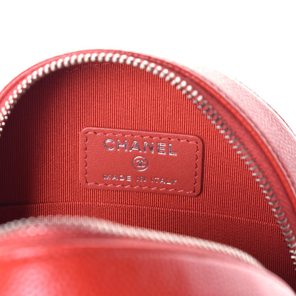 Chanel Caviar Quilted Round Clutch With Chain Red 6 of 9