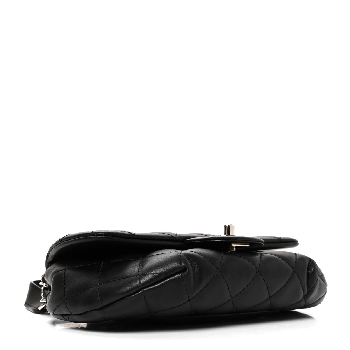 Calfskin Quilted CC Uniform Flap Belt Bag Black