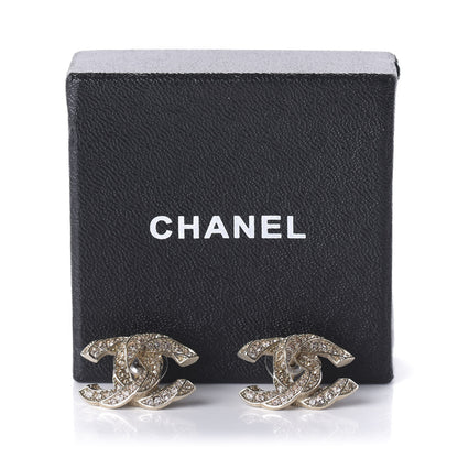 Chanel Crystal Twisted CC Earrings Light Gold Pale Pink 5 of 5