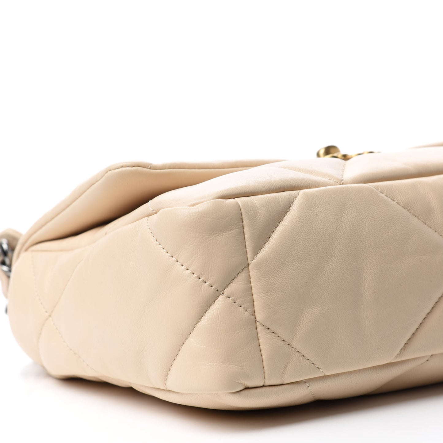 Goatskin Quilted Medium Chanel 19 Flap Beige