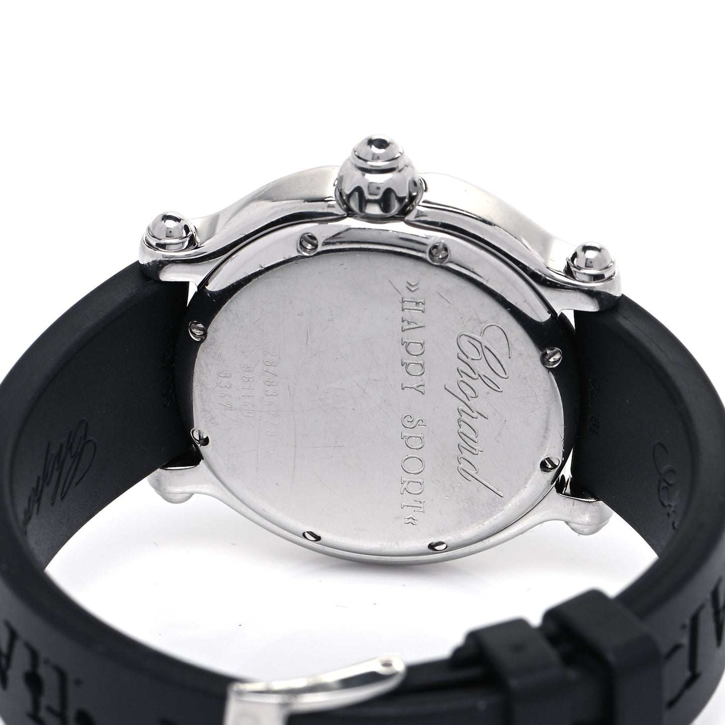Stainless Steel Rubber Diamond 38mm Happy Sport Fish Quartz Watch Black