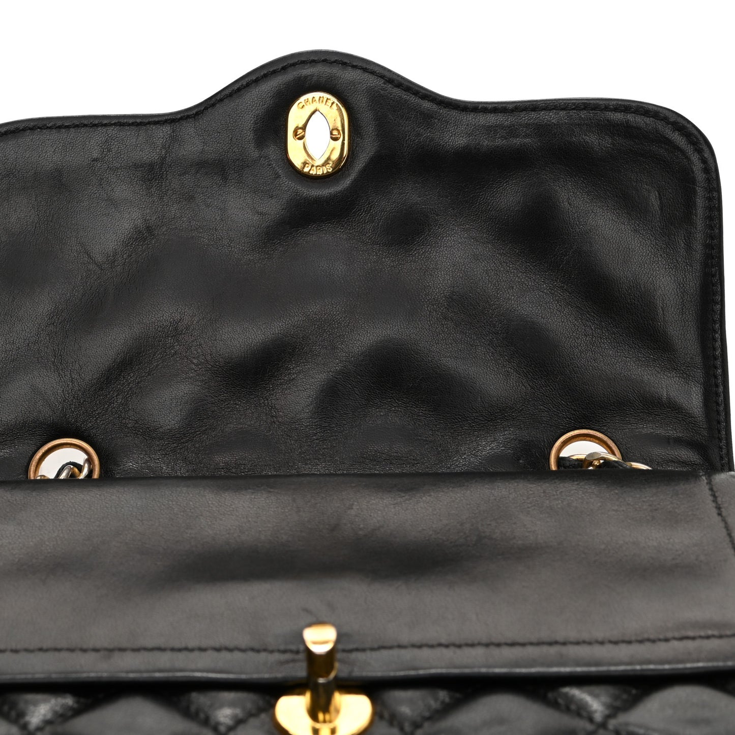 Lambskin Quilted Small Double Flap Bag Black