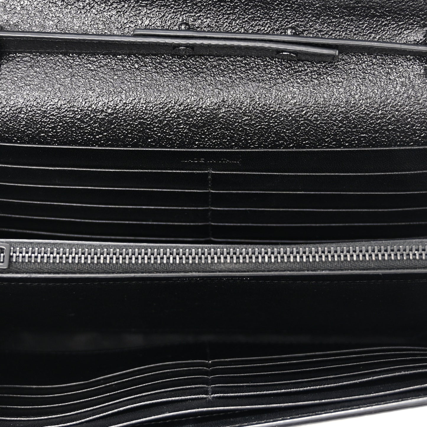 Grained Metallic Calfskin Monogram Chain Wallet Black