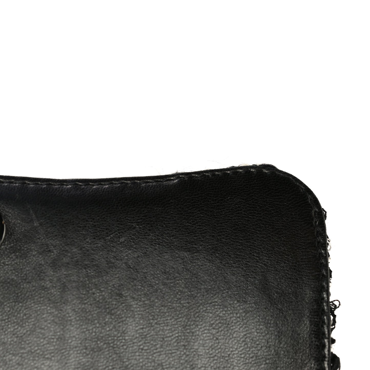 Sequin Tweed Single Flap Ecru Black