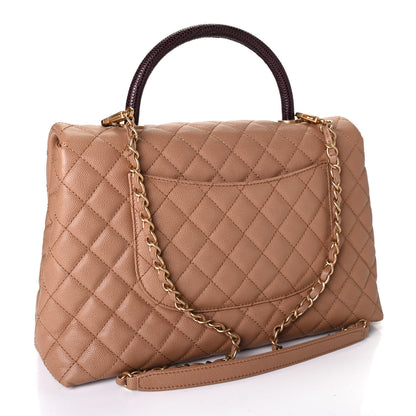Chanel Caviar Lizard Quilted Medium Coco Handle Flap Beige 2 of 4