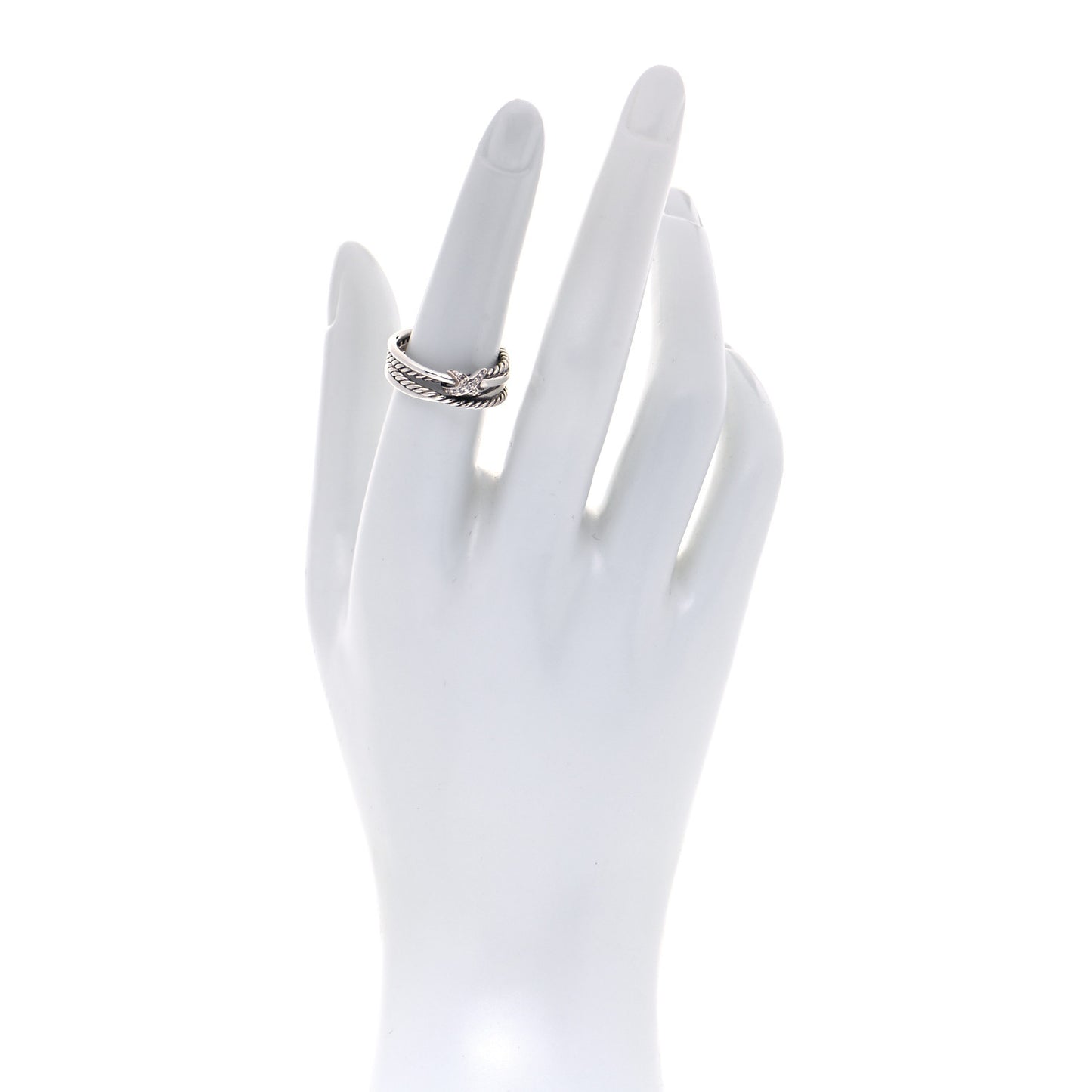 Sterling Silver Diamond X Crossover Ring 54 6.75