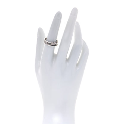 David Yurman Sterling Silver Diamond X Crossover Ring 54 6.75 2 of 4