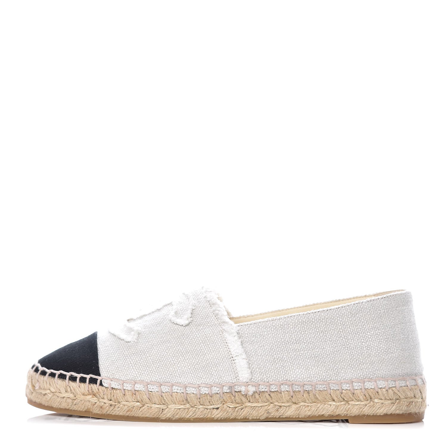 Chanel Linen CC Espadrilles 39 White Black 1 of 11