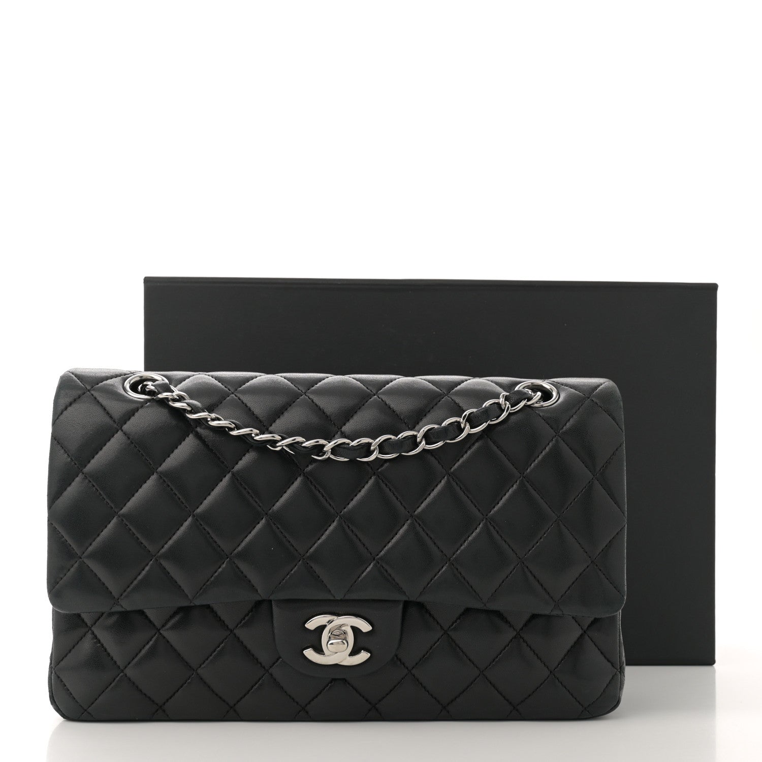 Chanel Lambskin Quilted Medium Double Flap Black 13 of 13