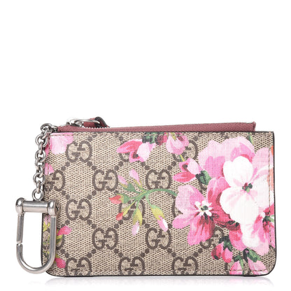 Gucci GG Supreme Monogram Blooms Key Ring Coin Case Beige Multicolor Dry Rose 1 of 6