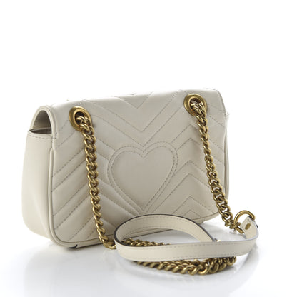 Gucci Calfskin Matelasse Mini GG Marmont Shoulder Bag White 3 of 12