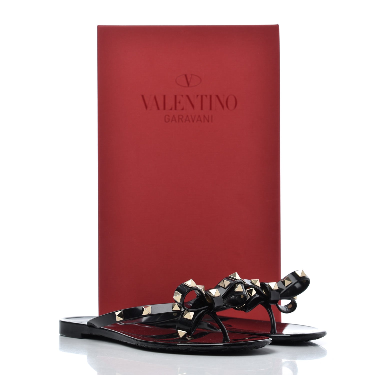 Valentino Garavani PVC Jelly Rockstud Bow Thong Sandals 37 Black 13 of 13