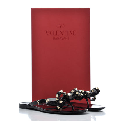 Valentino Garavani PVC Jelly Rockstud Bow Thong Sandals 37 Black 13 of 13