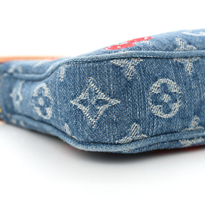 Louis Vuitton LV X TM Monogram Denim Cerises Pochette Accessories Blue 8 of 9