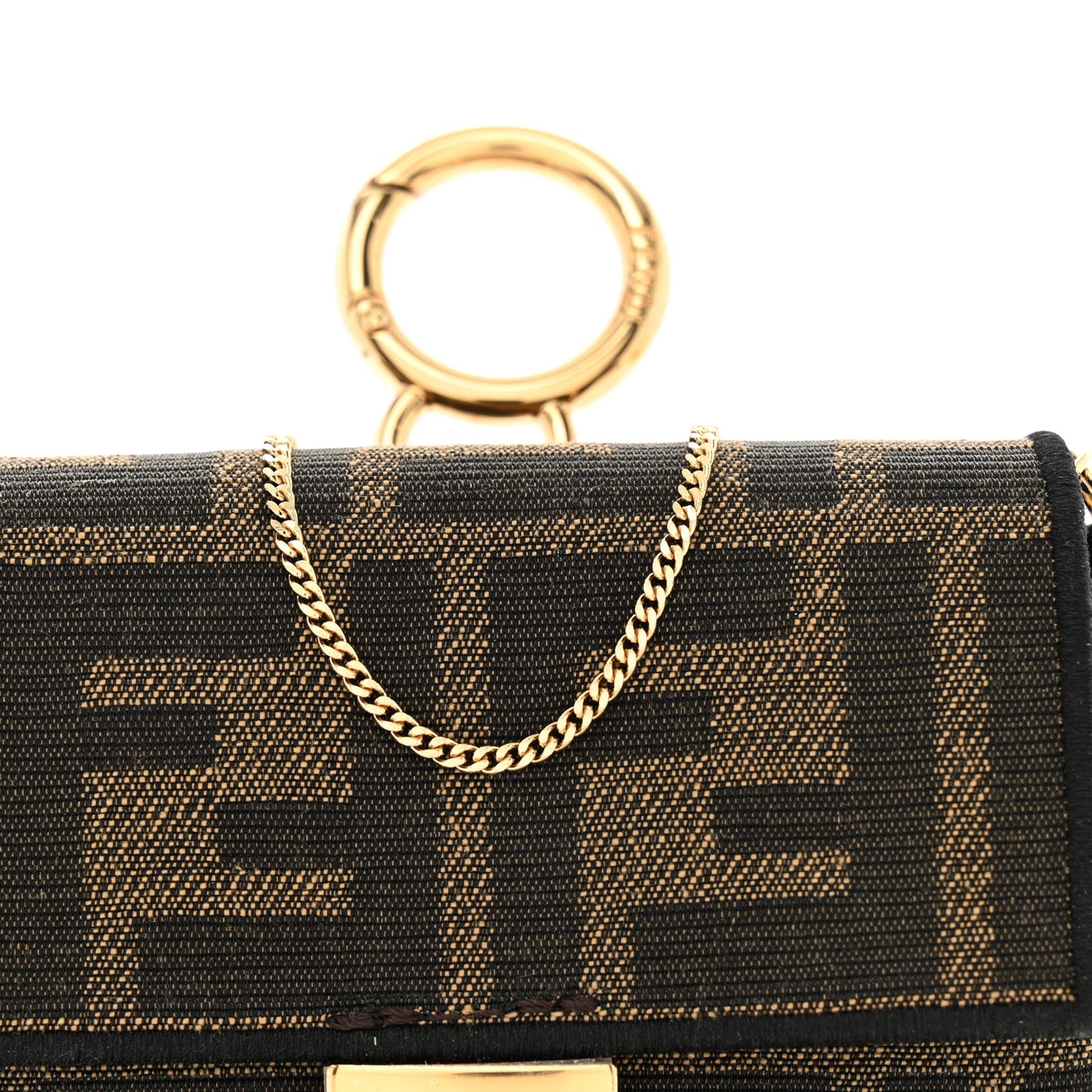 Fabric Jacquard FF 1974 Nano Baguette Charm Tobacco Moro Black