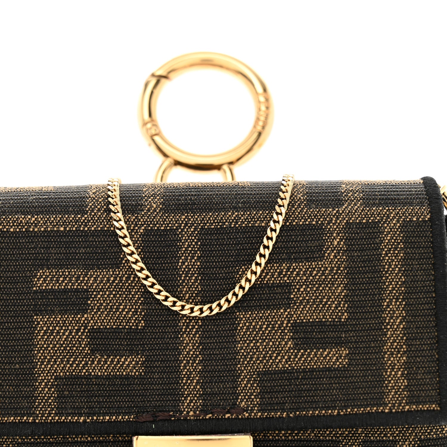 Fendi Fabric Jacquard FF 1974 Nano Baguette Charm Tobacco Moro Black 8 of 11