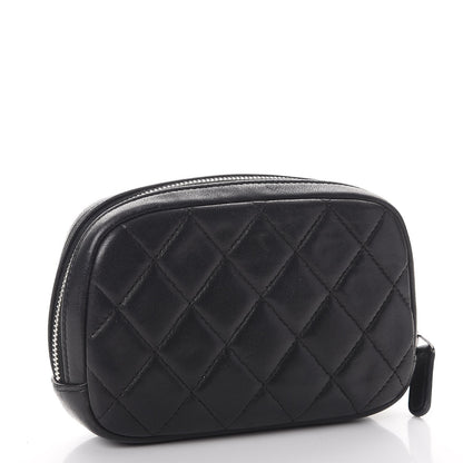 Chanel Lambskin Quilted Small Curvy Pouch Cosmetic Case Black 3 of 10