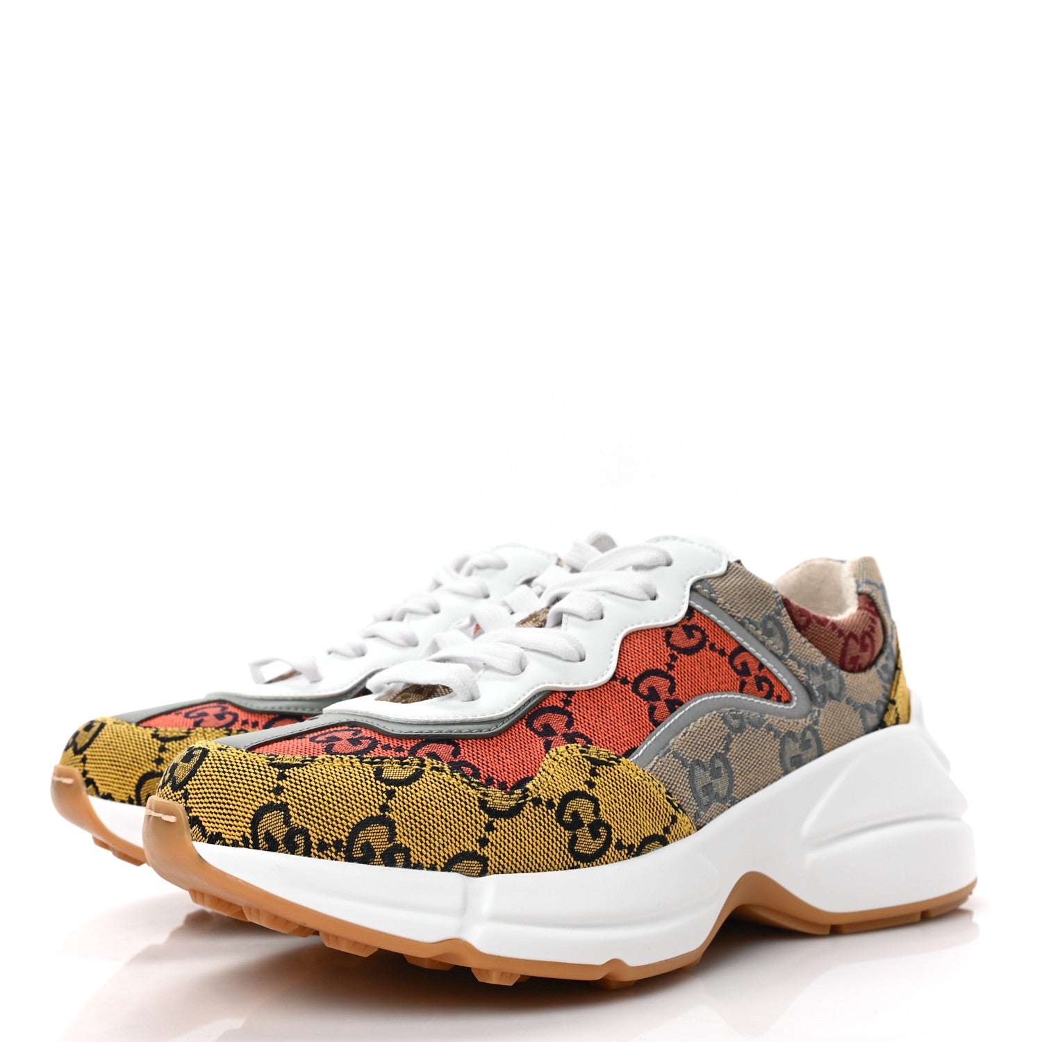 Gucci Monogram Multicolor Demetra Womens Rhyton Sneakers 36.5 Yellow Blue Great White Tabasco 3 of 7