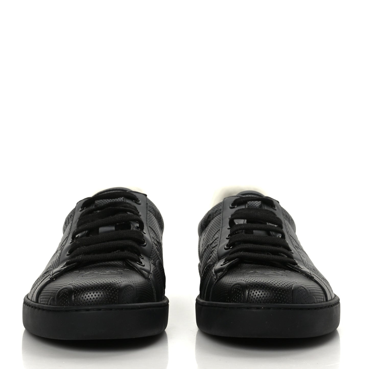 Calfskin GG Tennis Embossed Mens Ace Sneakers 10.5 Black