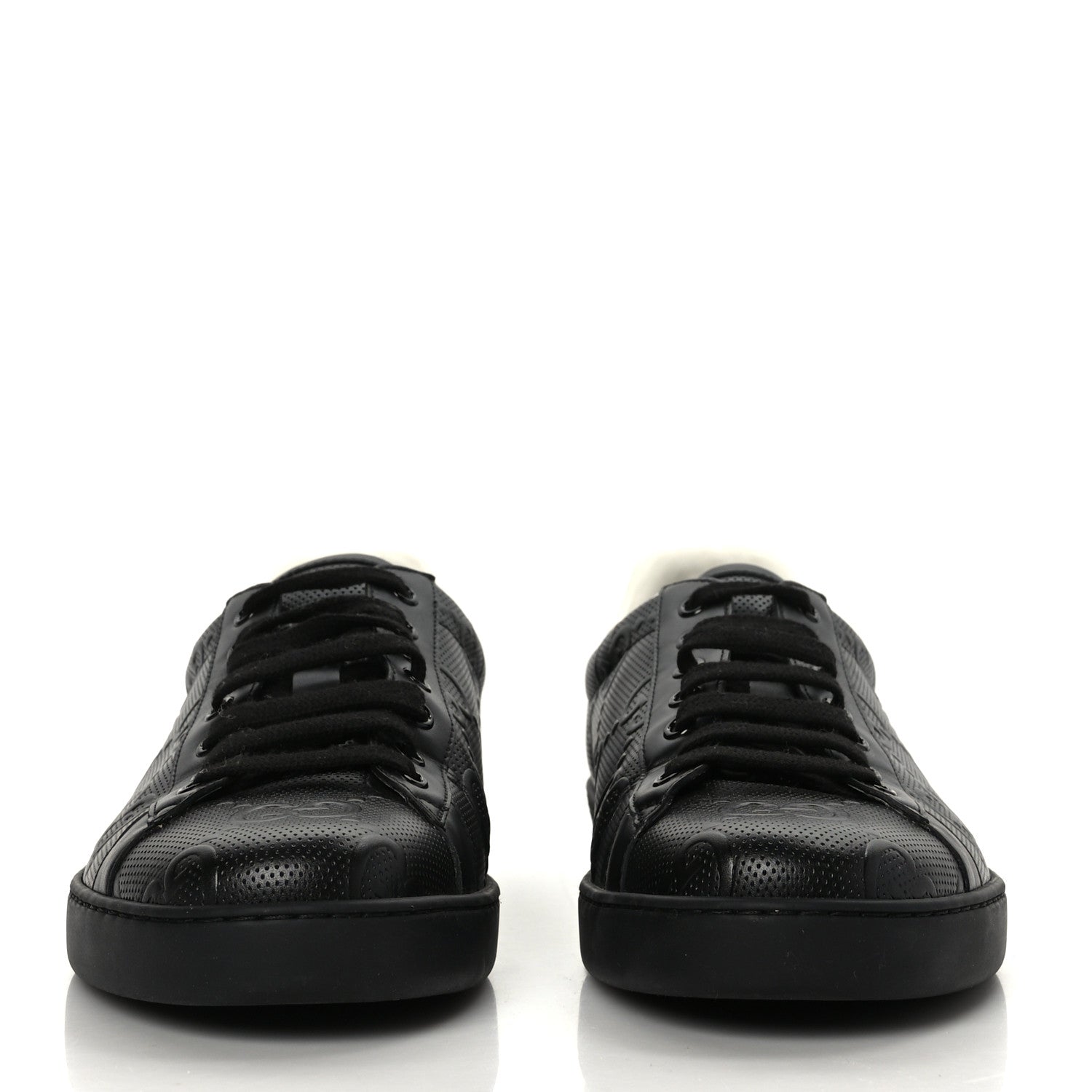 Gucci Calfskin GG Tennis Embossed Mens Ace Sneakers 10.5 Black 2 of 9